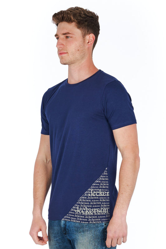 Blue Cotton Men T-Shirt