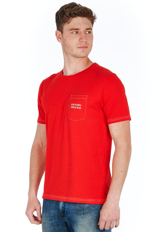 Red Cotton Men T-Shirt