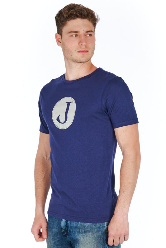 Blue Cotton Men T-Shirt