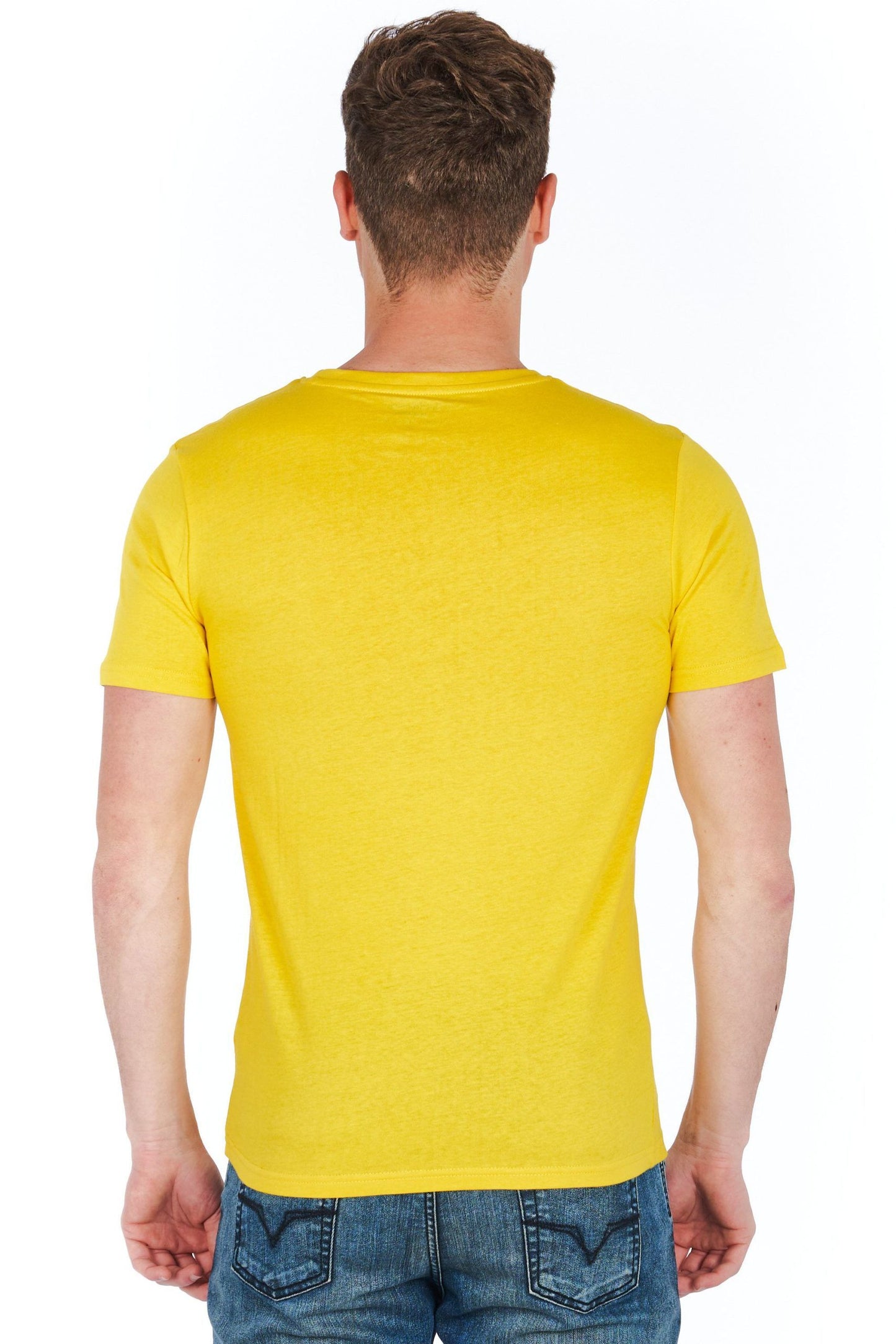 Yellow Cotton Men T-Shirt