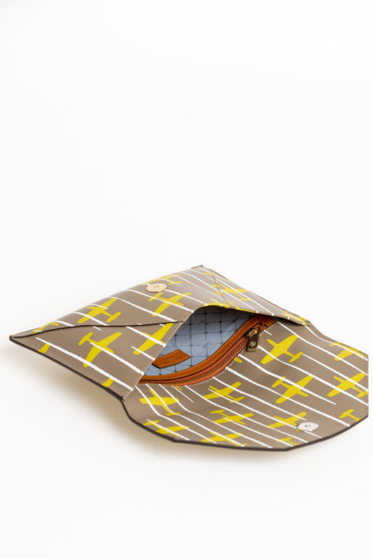 Beige Leather Women Clutch