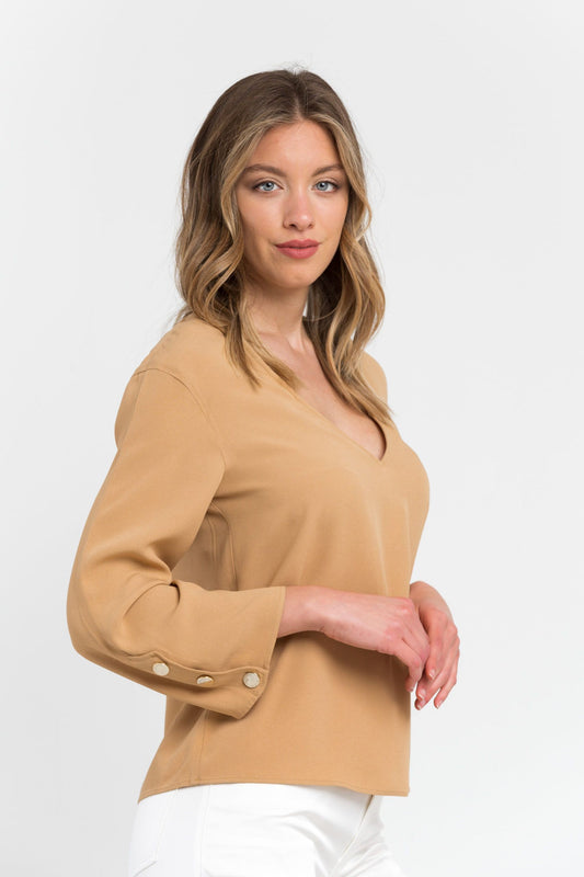 Beige Viscose Women Shirt