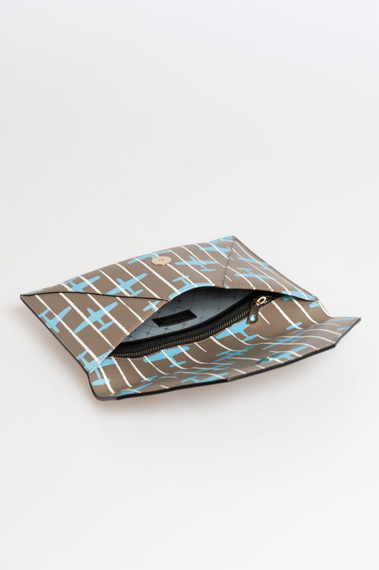 Beige Leather Women Clutch