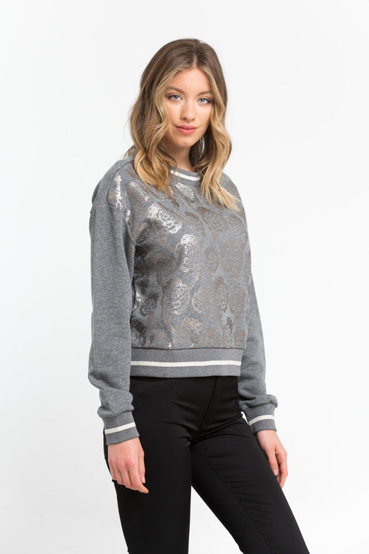 Gray Cotton Women Sweater