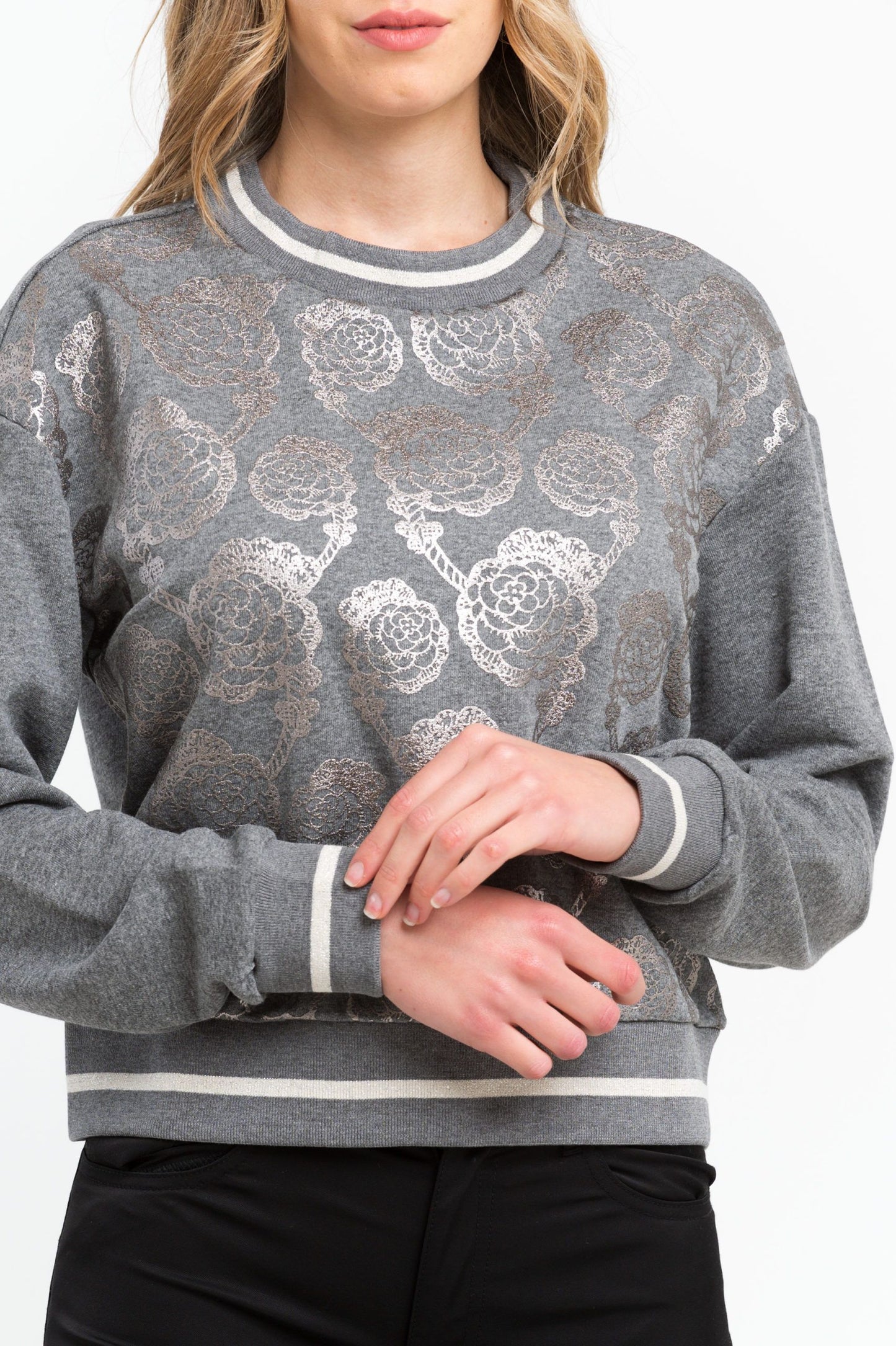 Gray Cotton Women Sweater