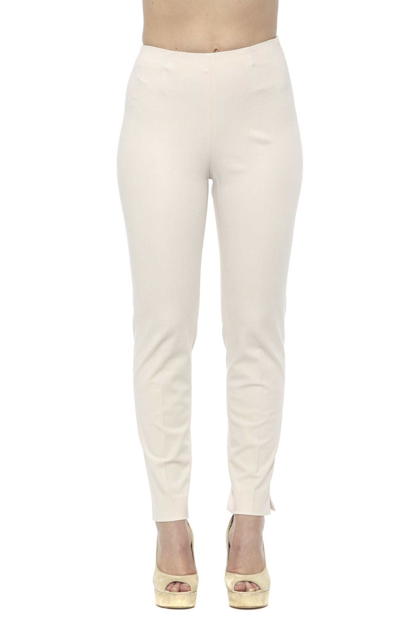 Beige Cotton Women Pants