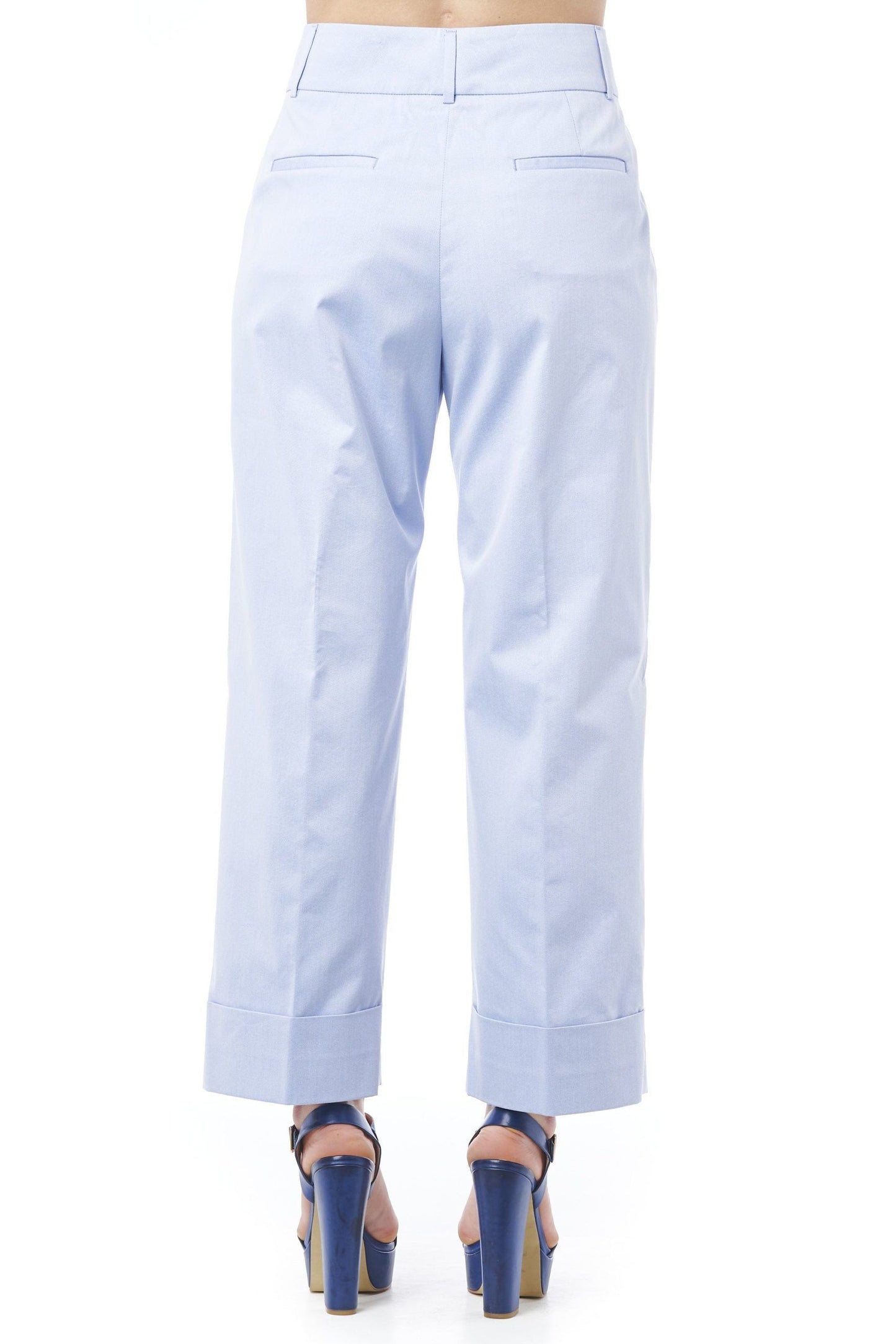 Light-Blue Cotton Women Palazzo Pants