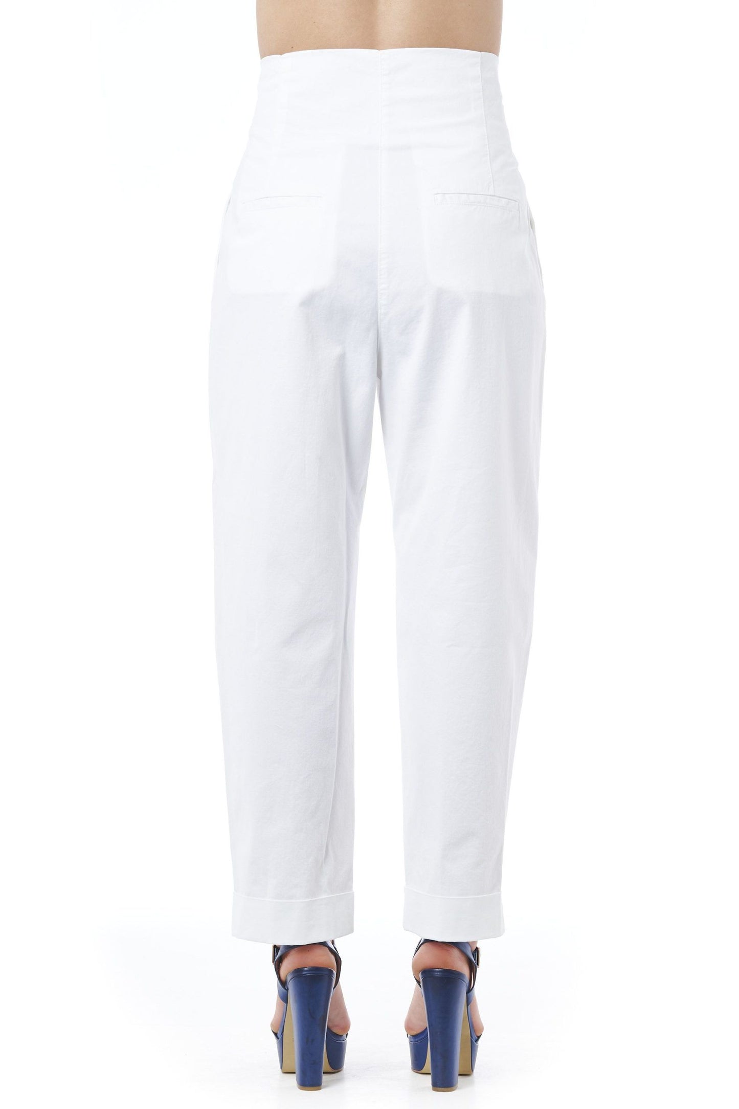 White Cotton Women Trouser