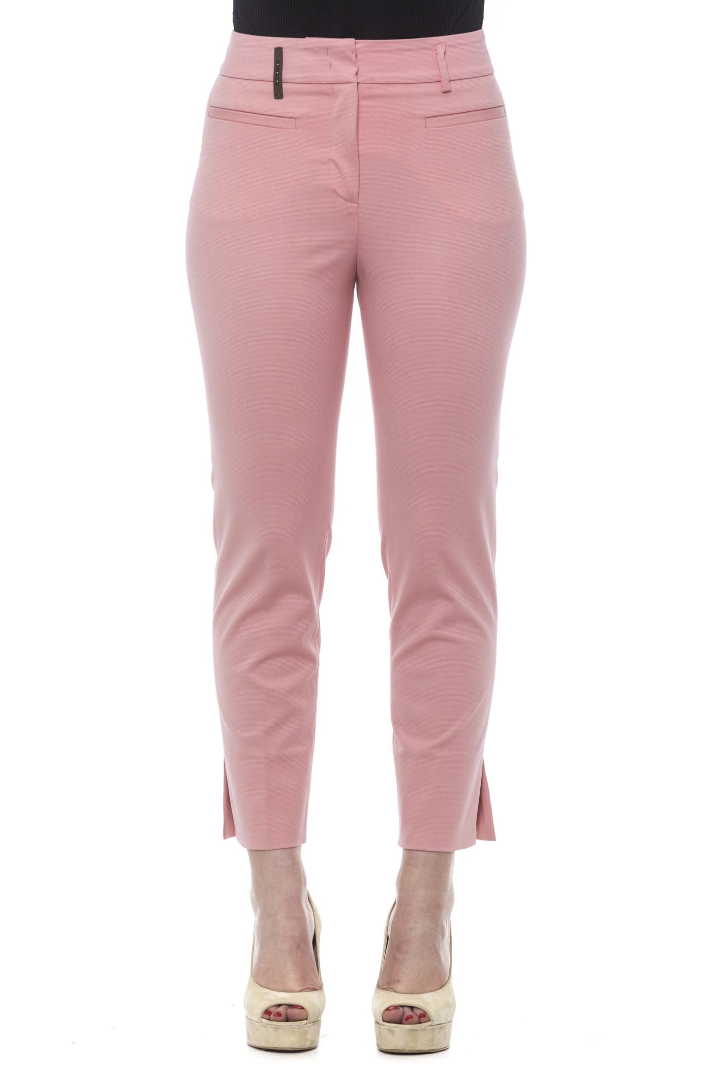 Pink Cotton Women Trouser