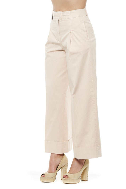 Beige Cotton Women Palazzo Pants