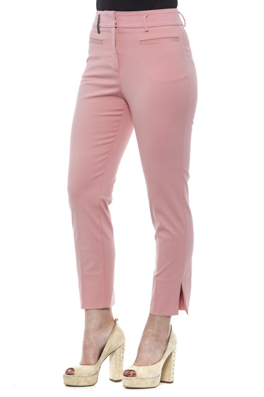 Pink Cotton Women Trouser