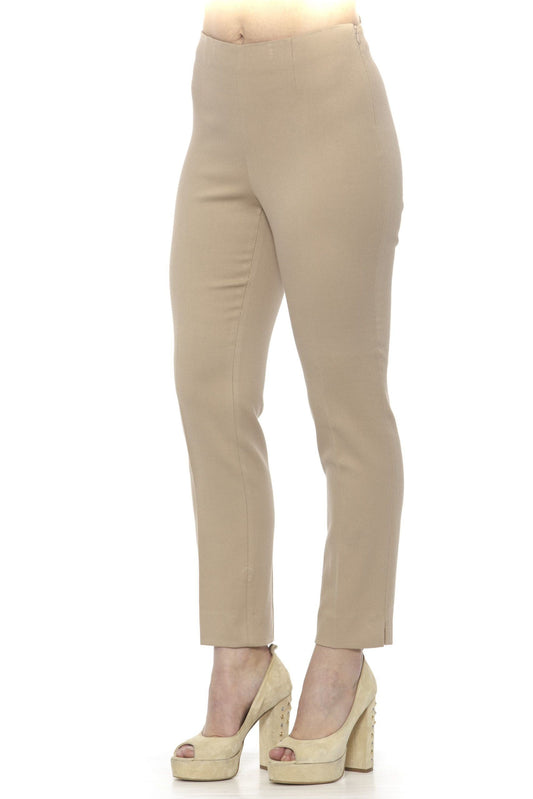 Beige Cotton Women Pant