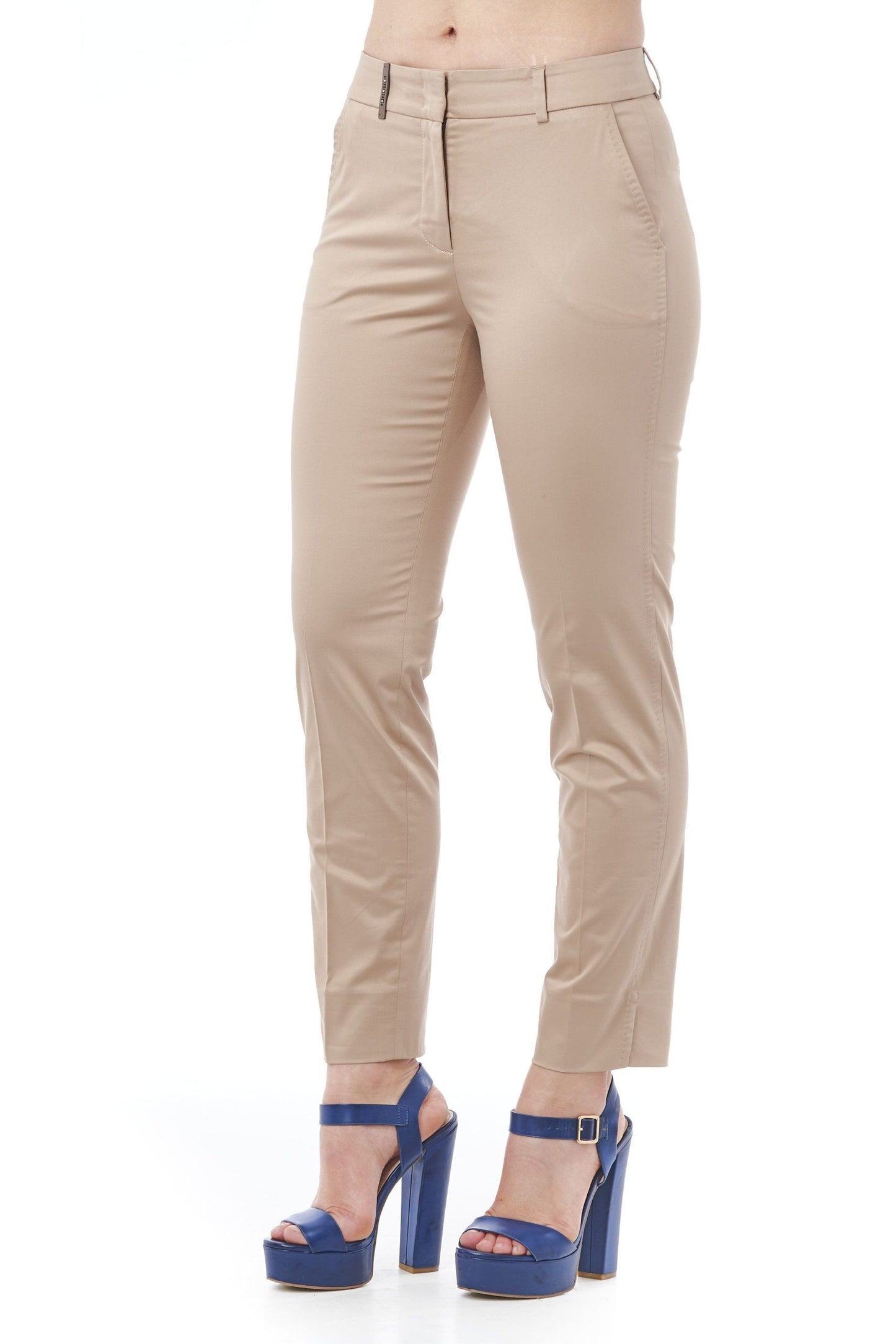 Beige Cotton Women Pants