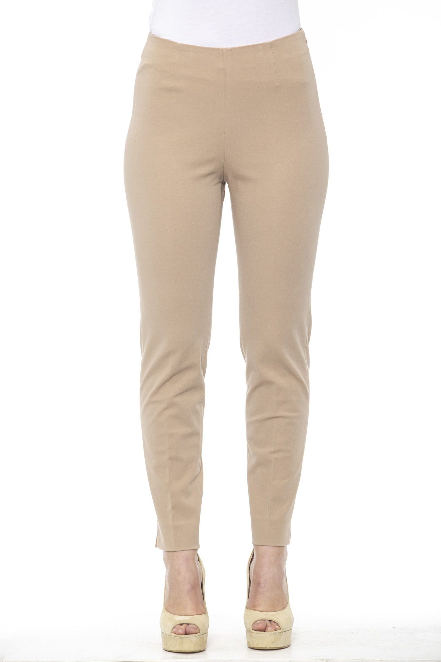 Beige Cotton Women Pant