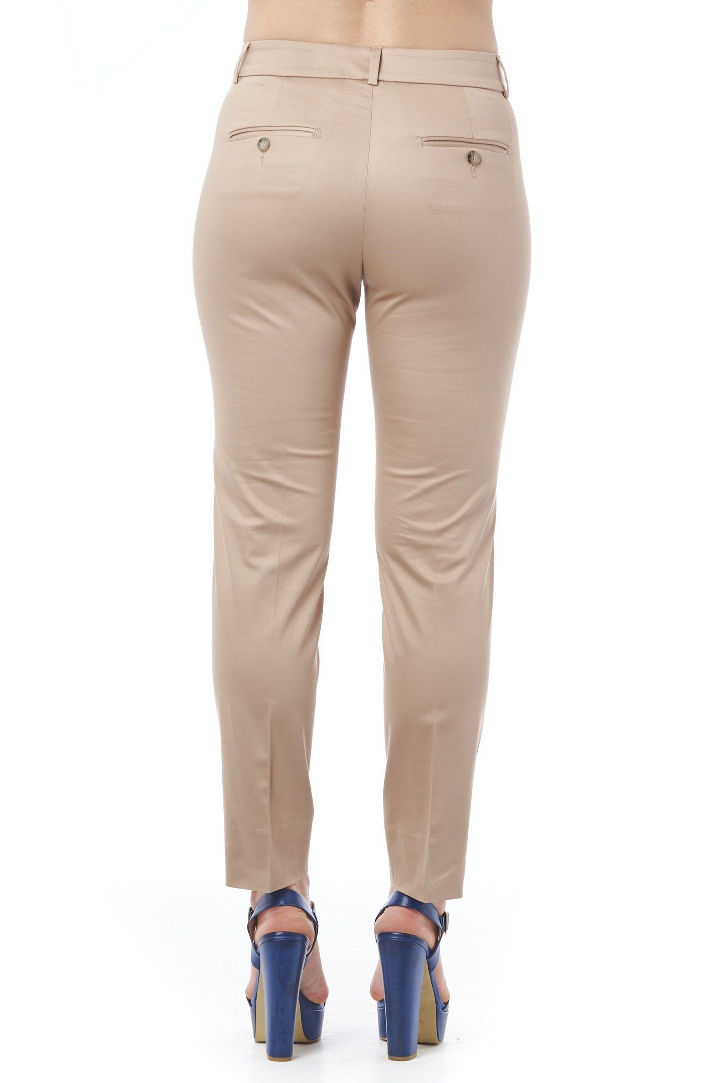 Beige Cotton Women Pants
