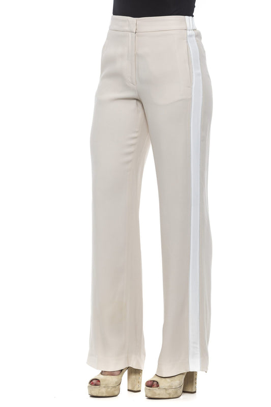 Beige Acetate Women Palazzo Pants