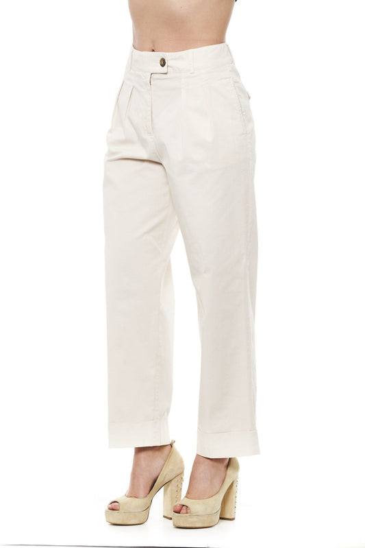 Beige Cotton Women Palazzo Pants