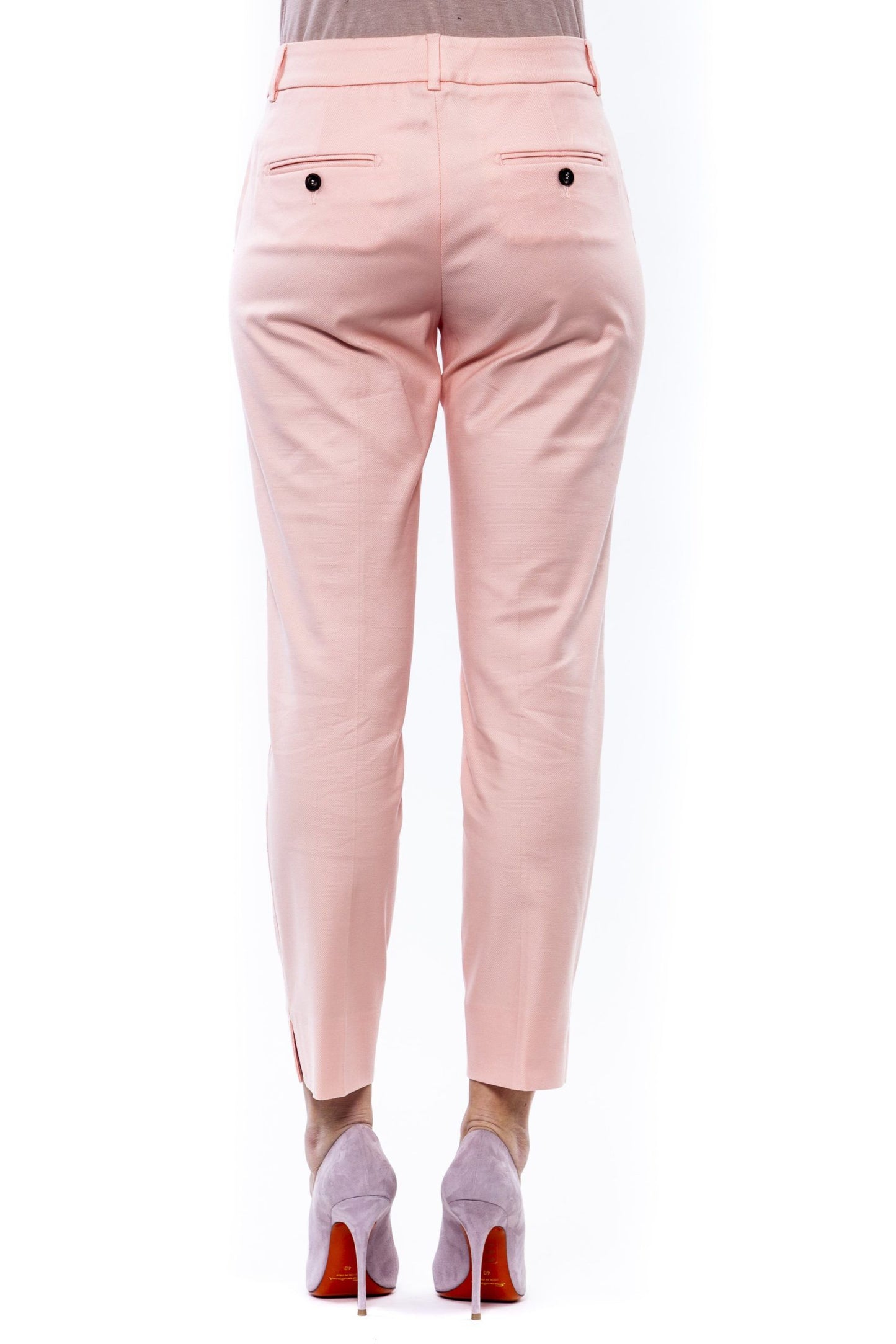 Pink Cotton Women Ankle Trouser