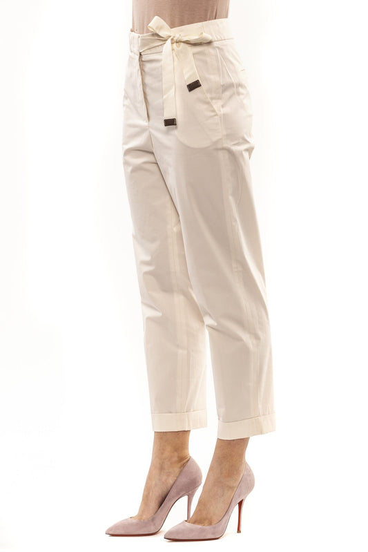 Beige Cotton Women Pant