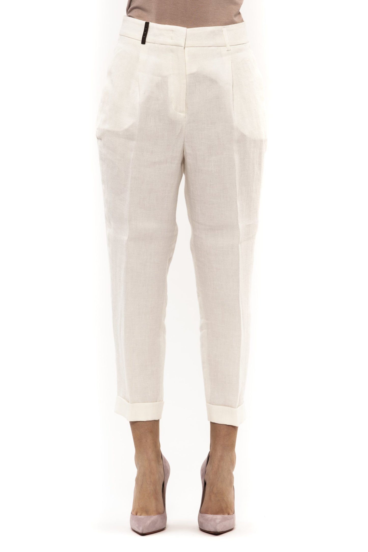 White Linen Women Trouser