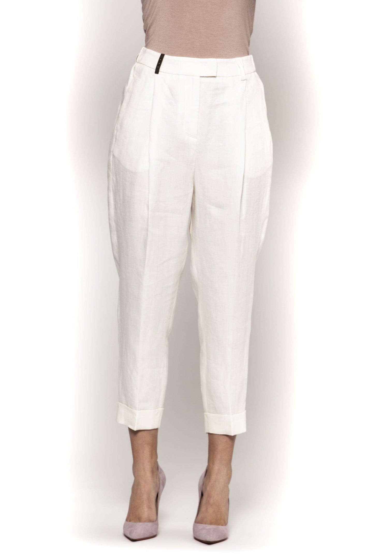 White Linen Women Trouser