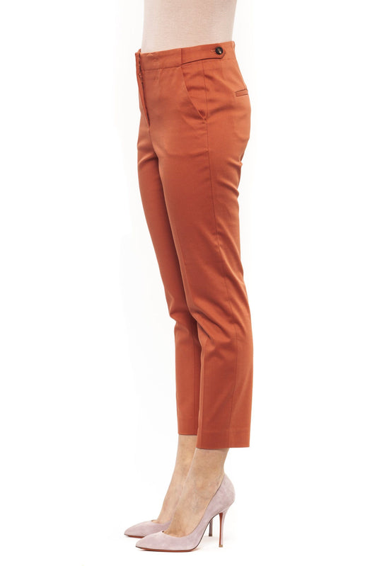 Orange Cotton Women Trouser