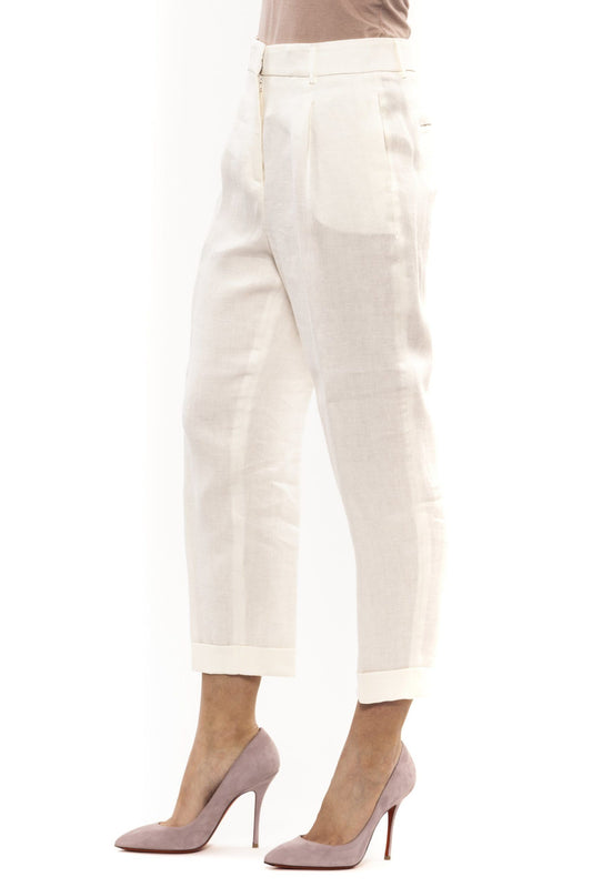 White Linen Women Trouser