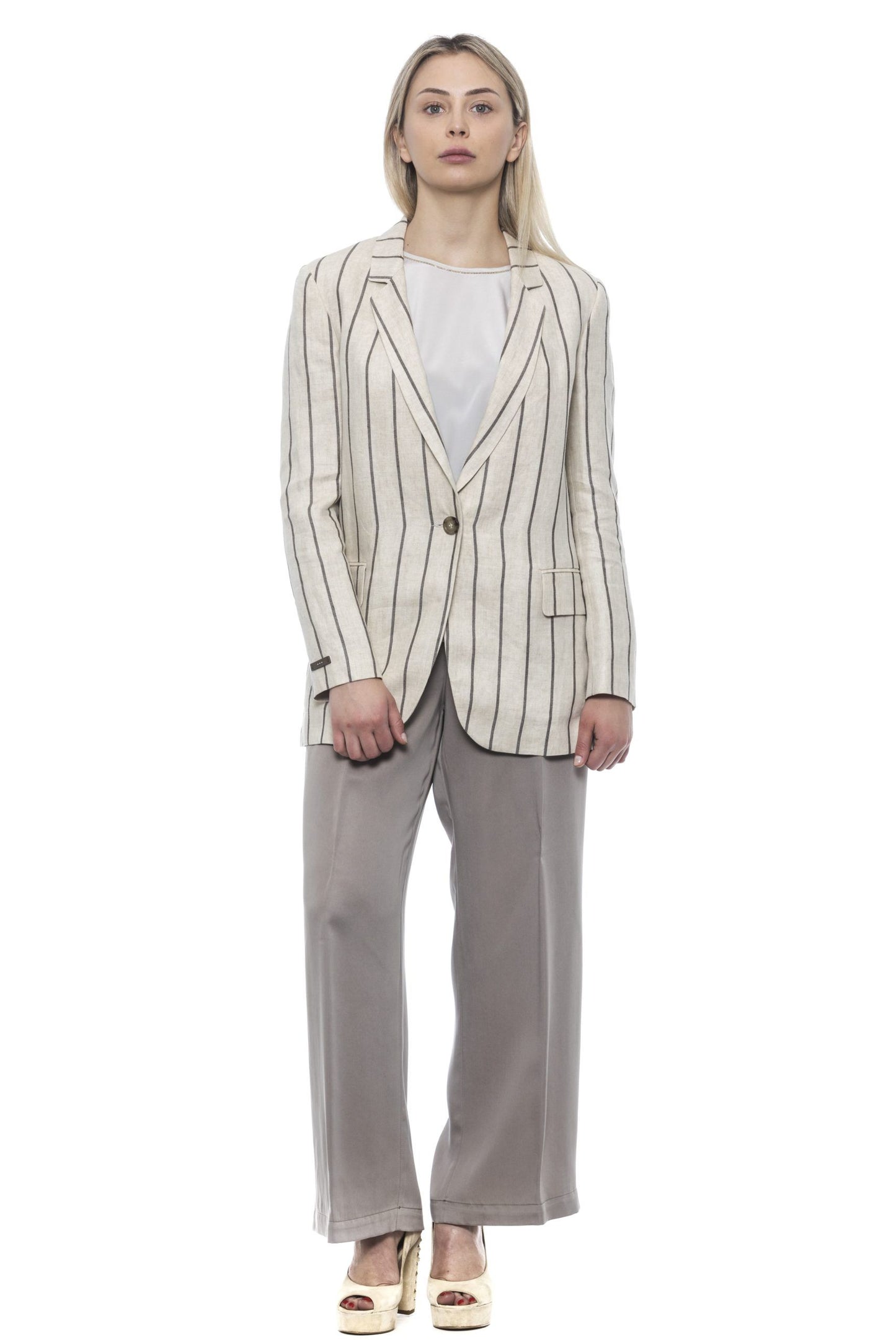 Beige Tencel Women Palazzo Pant