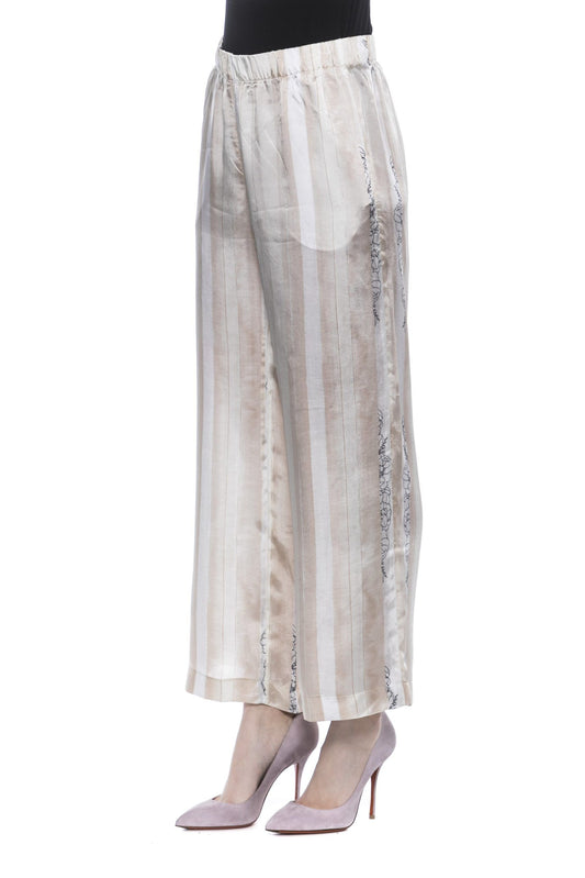 Beige Viscose Women Palazzo Pants