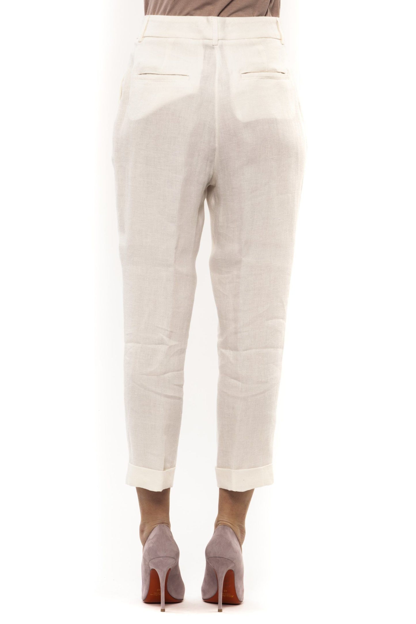 White Linen Women Trouser