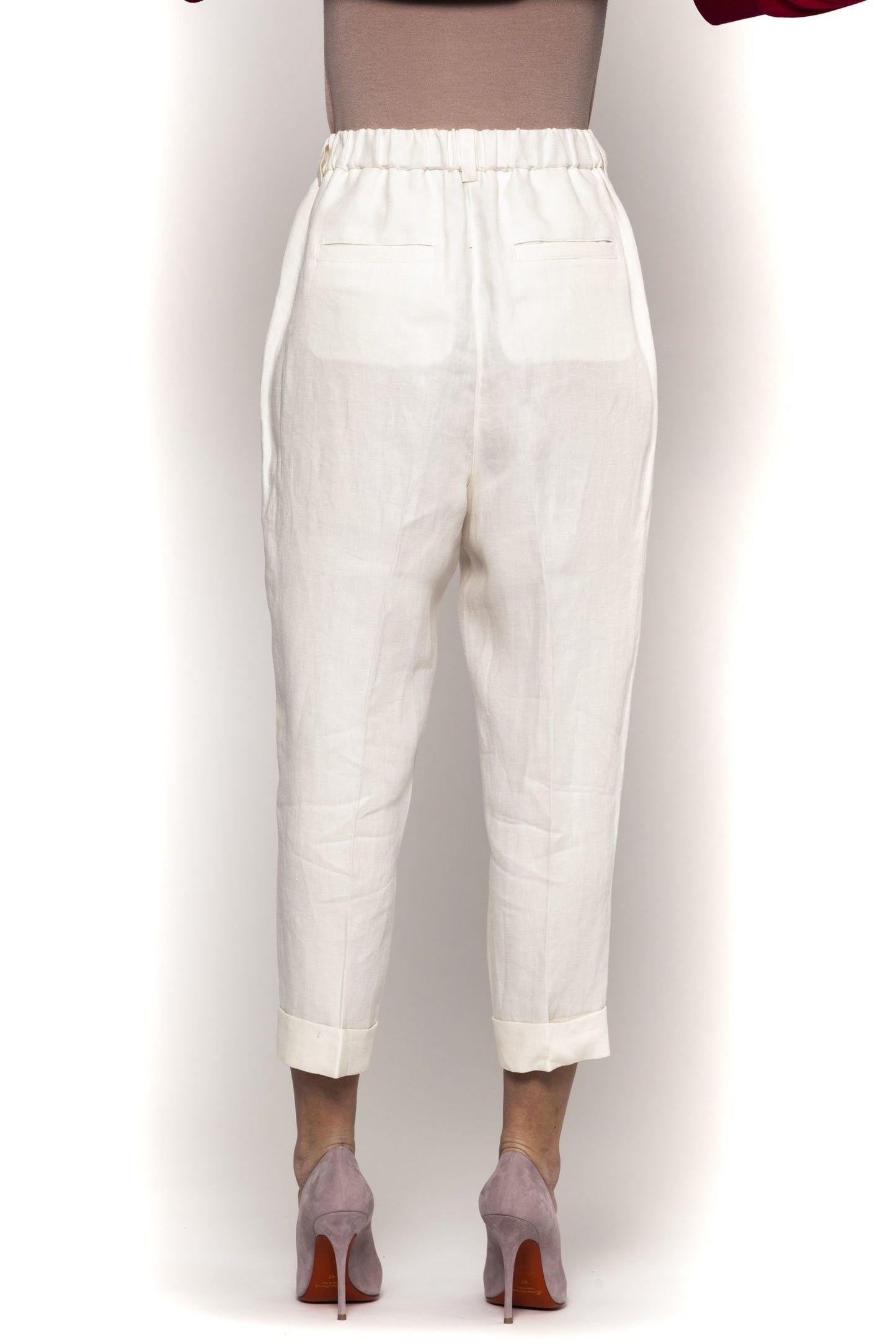 White Linen Women Trouser