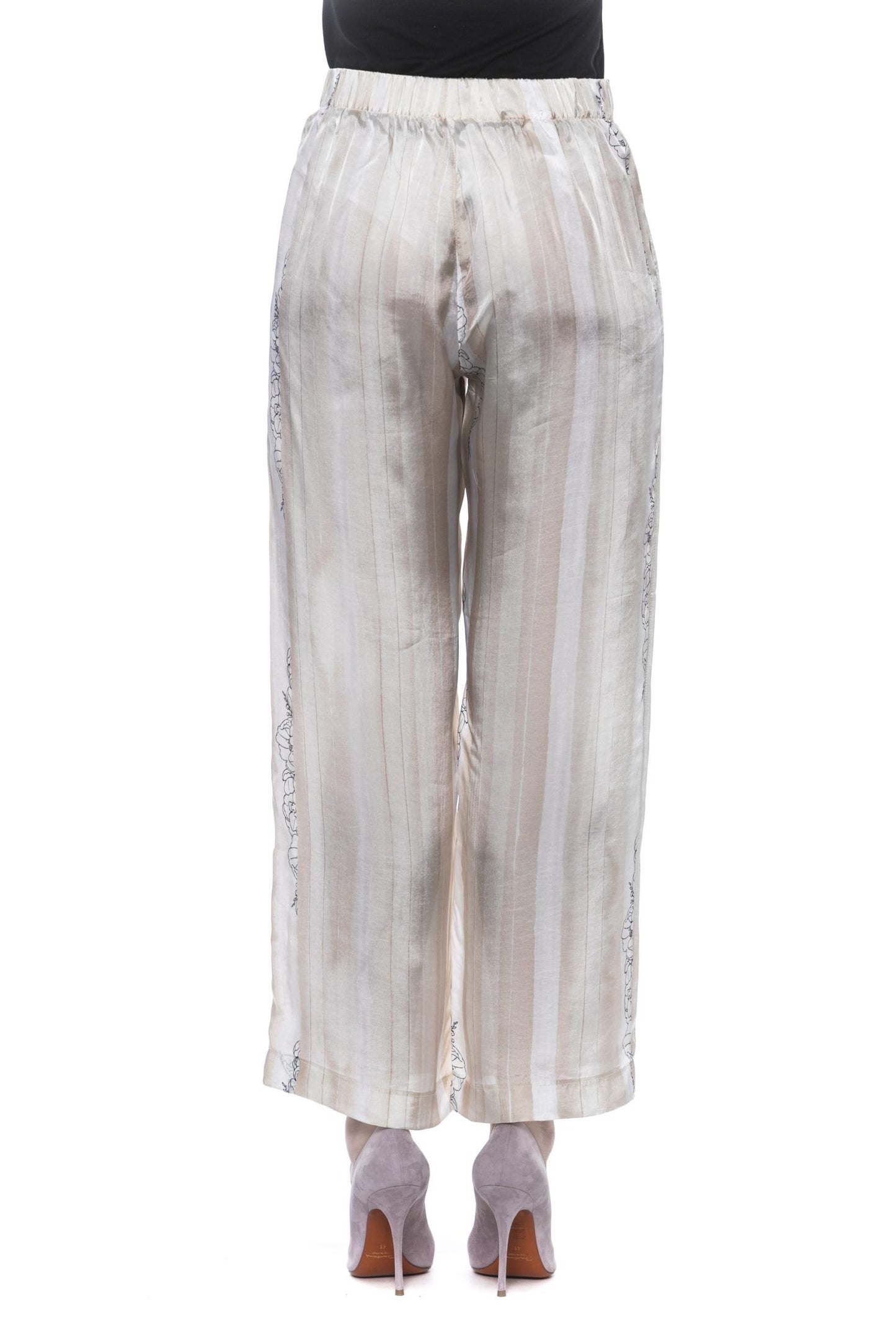 Beige Viscose Women Palazzo Pants