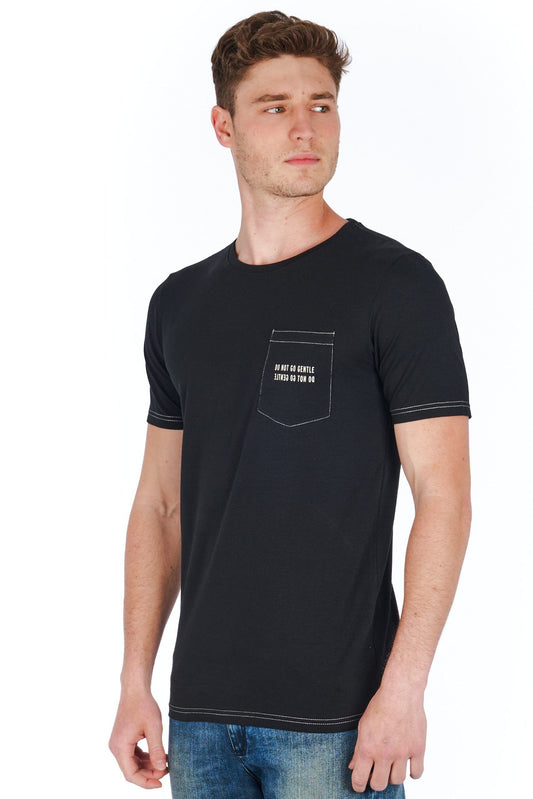 Black Cotton Men T-Shirt