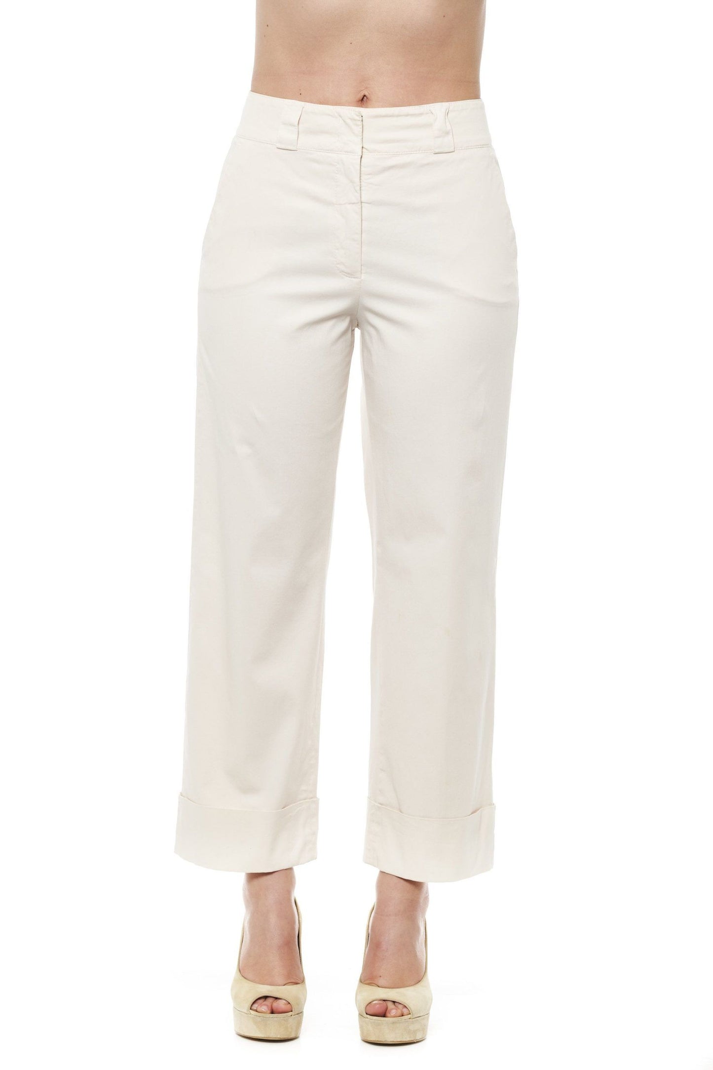 Beige Cotton Women Palazzo Pant