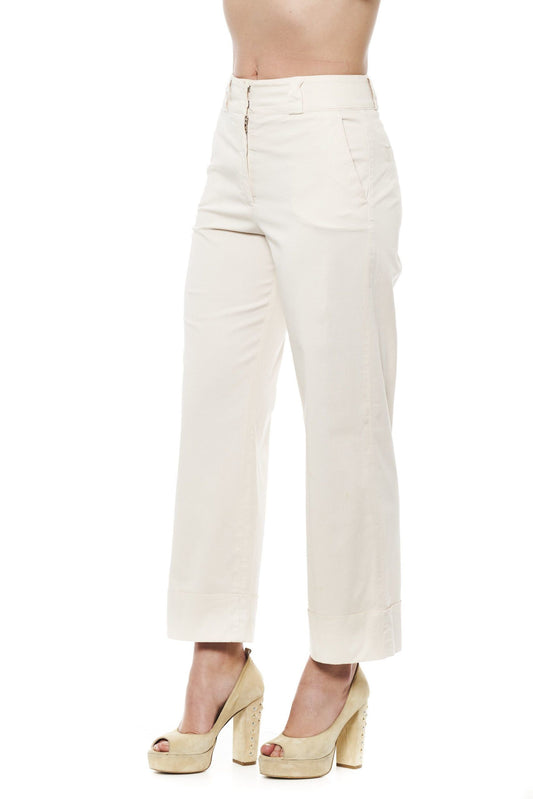 Beige Cotton Women Palazzo Pant