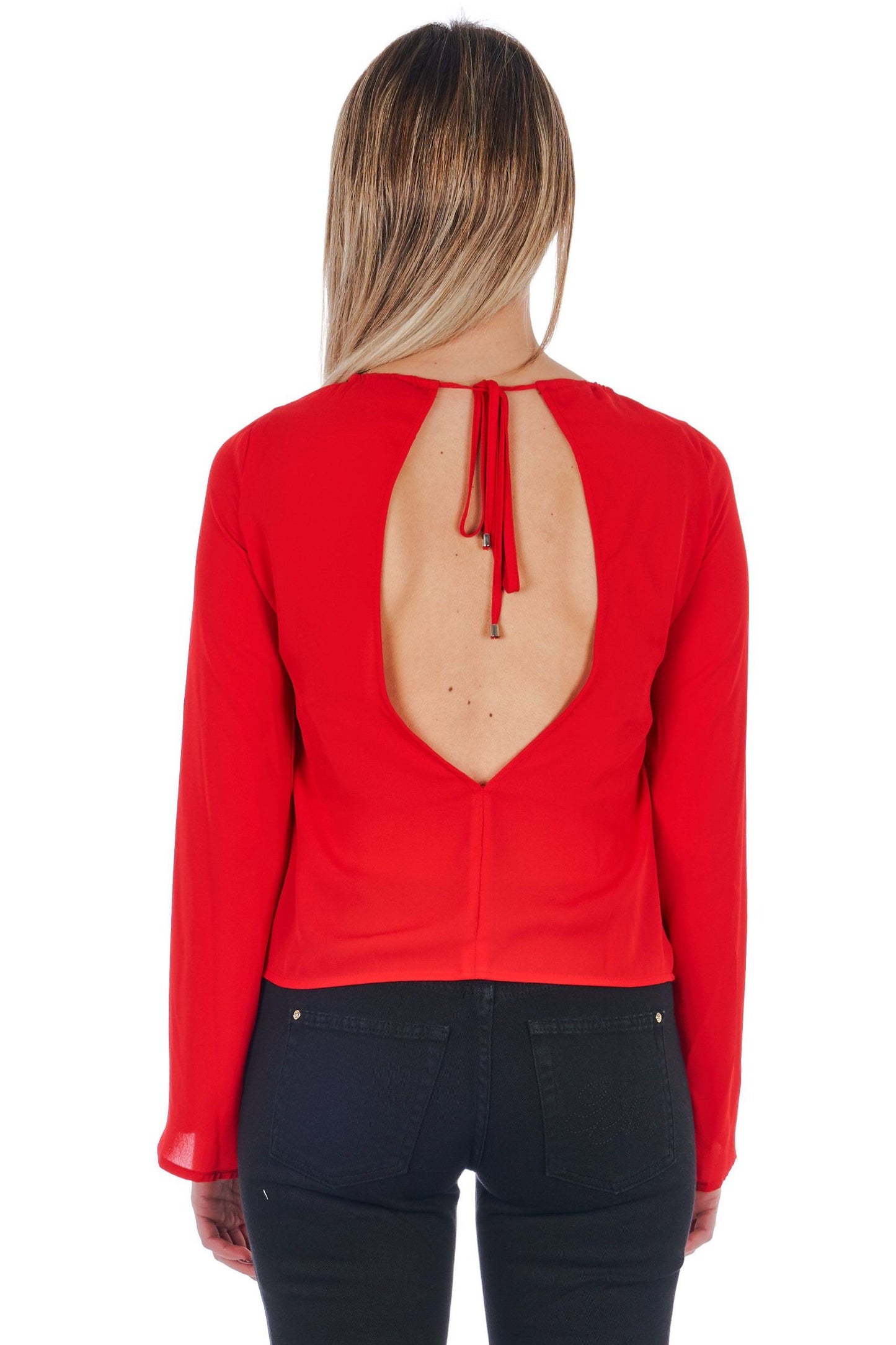 Red Polyester Women Blouse