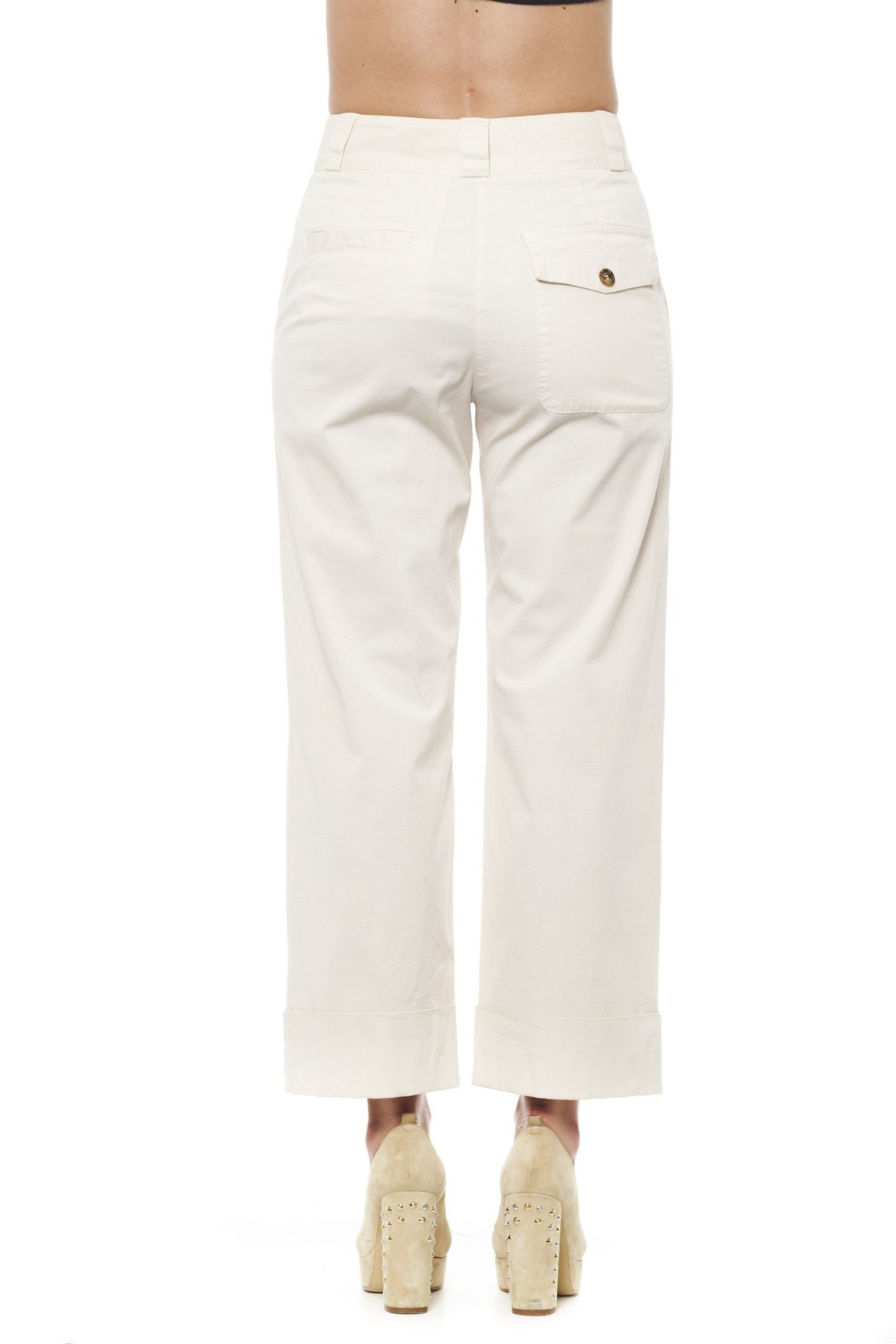 Beige Cotton Women Palazzo Pant