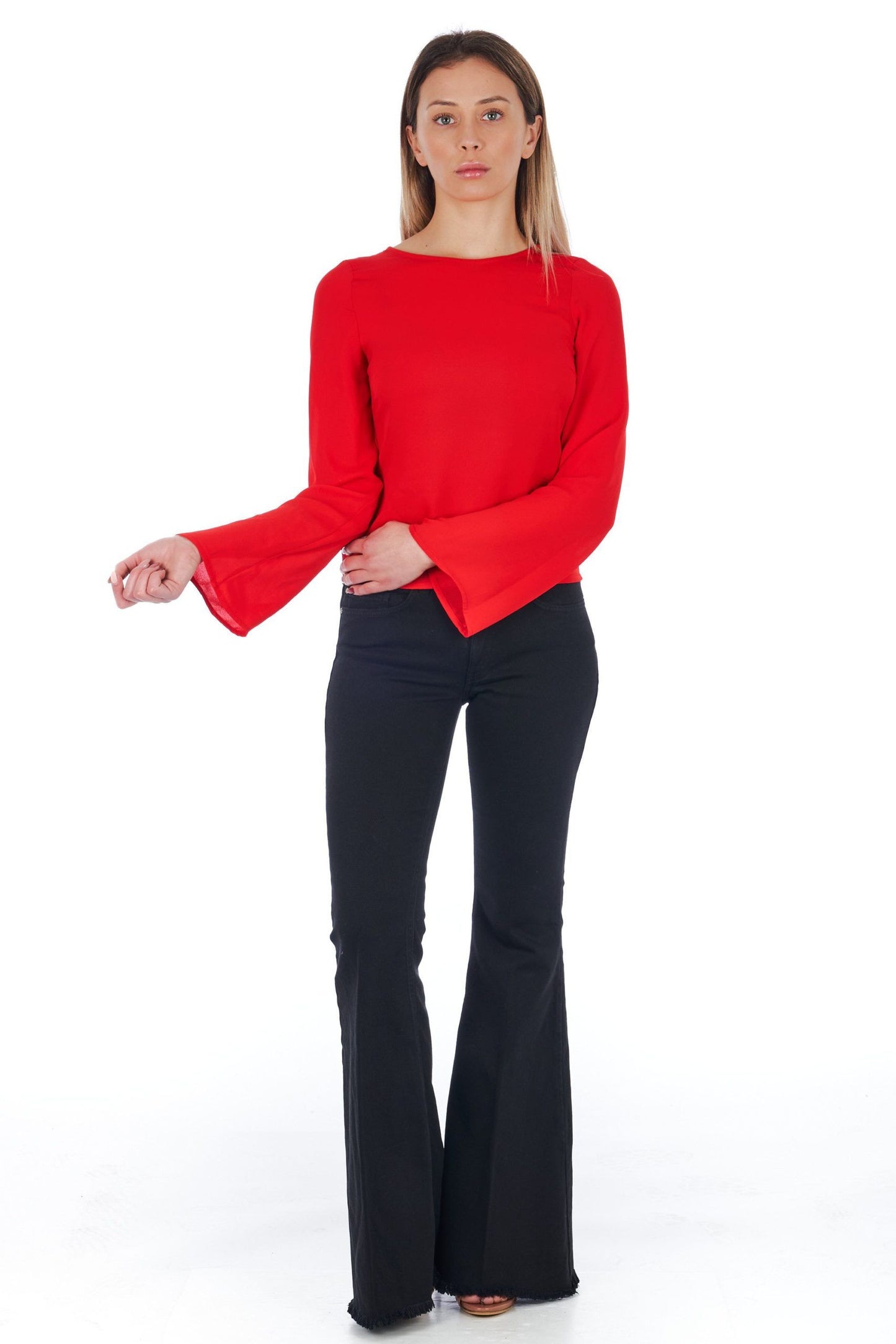 Red Polyester Women Blouse