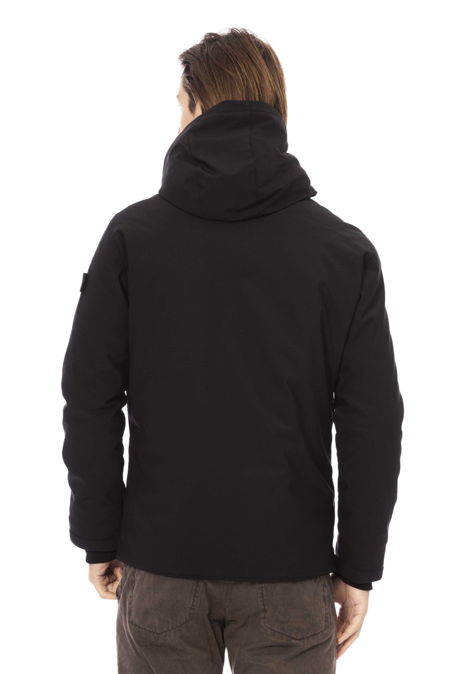 Black Polyester Men Jacket