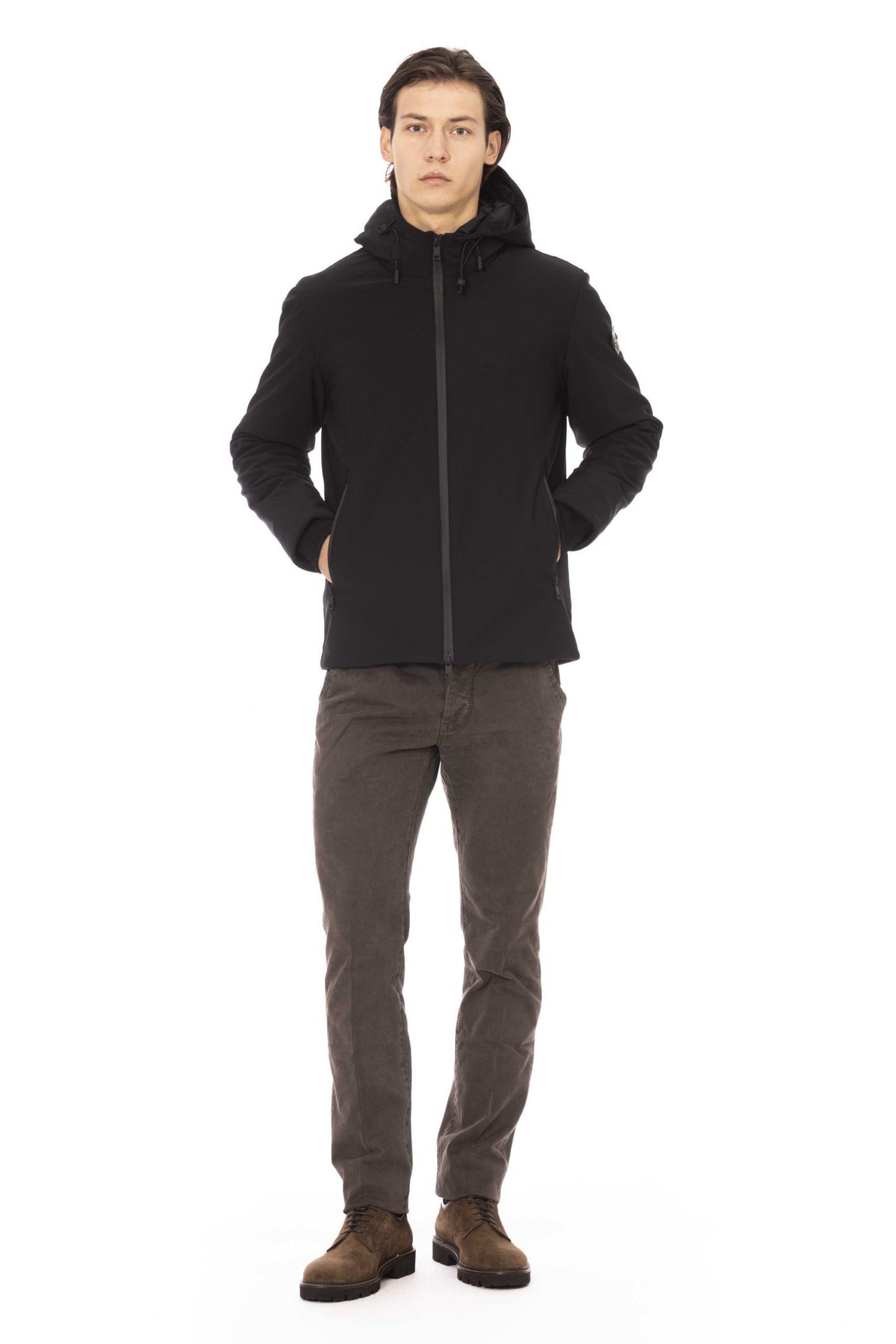 Black Polyester Men Jacket