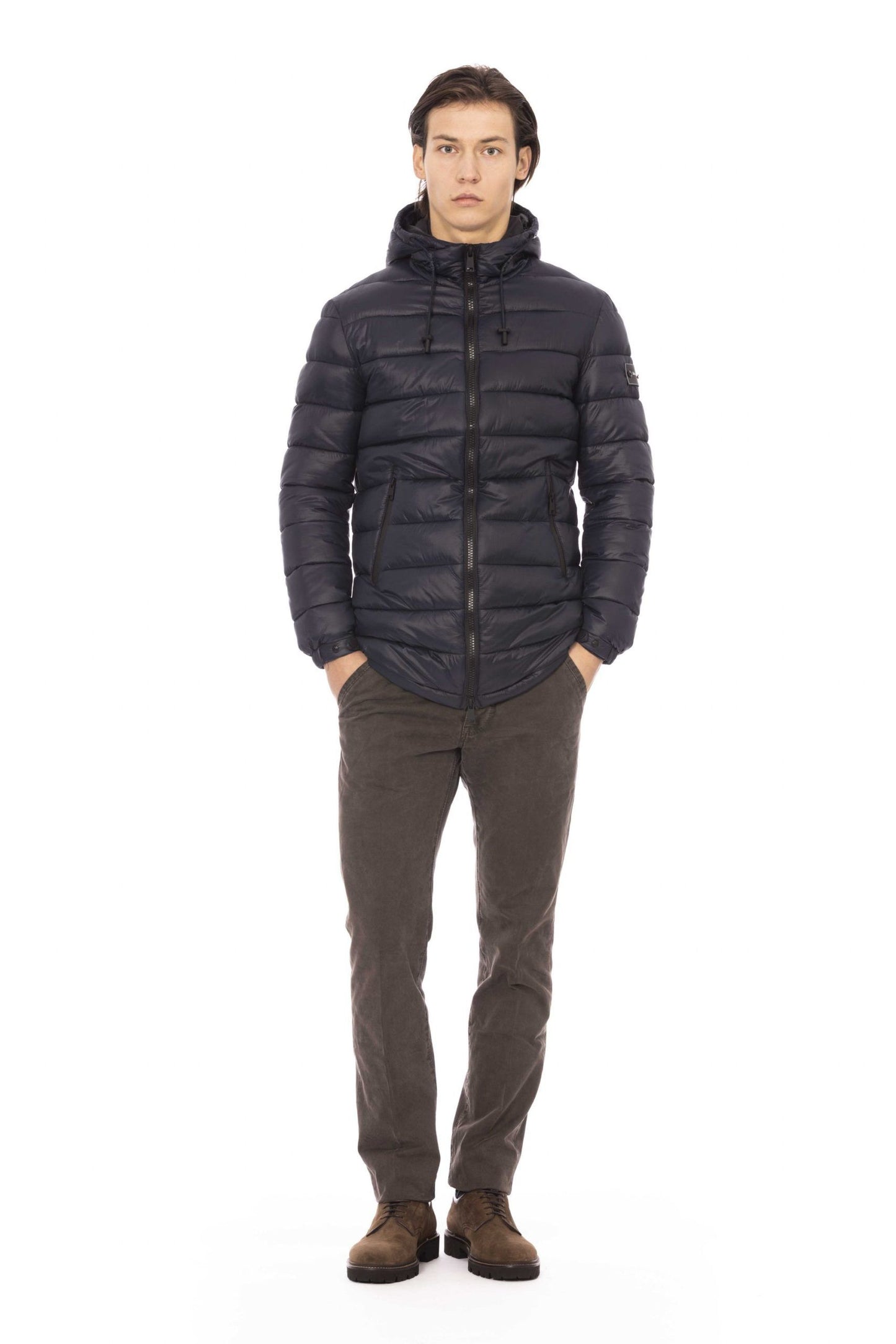 Blue Nylon Men Jacket