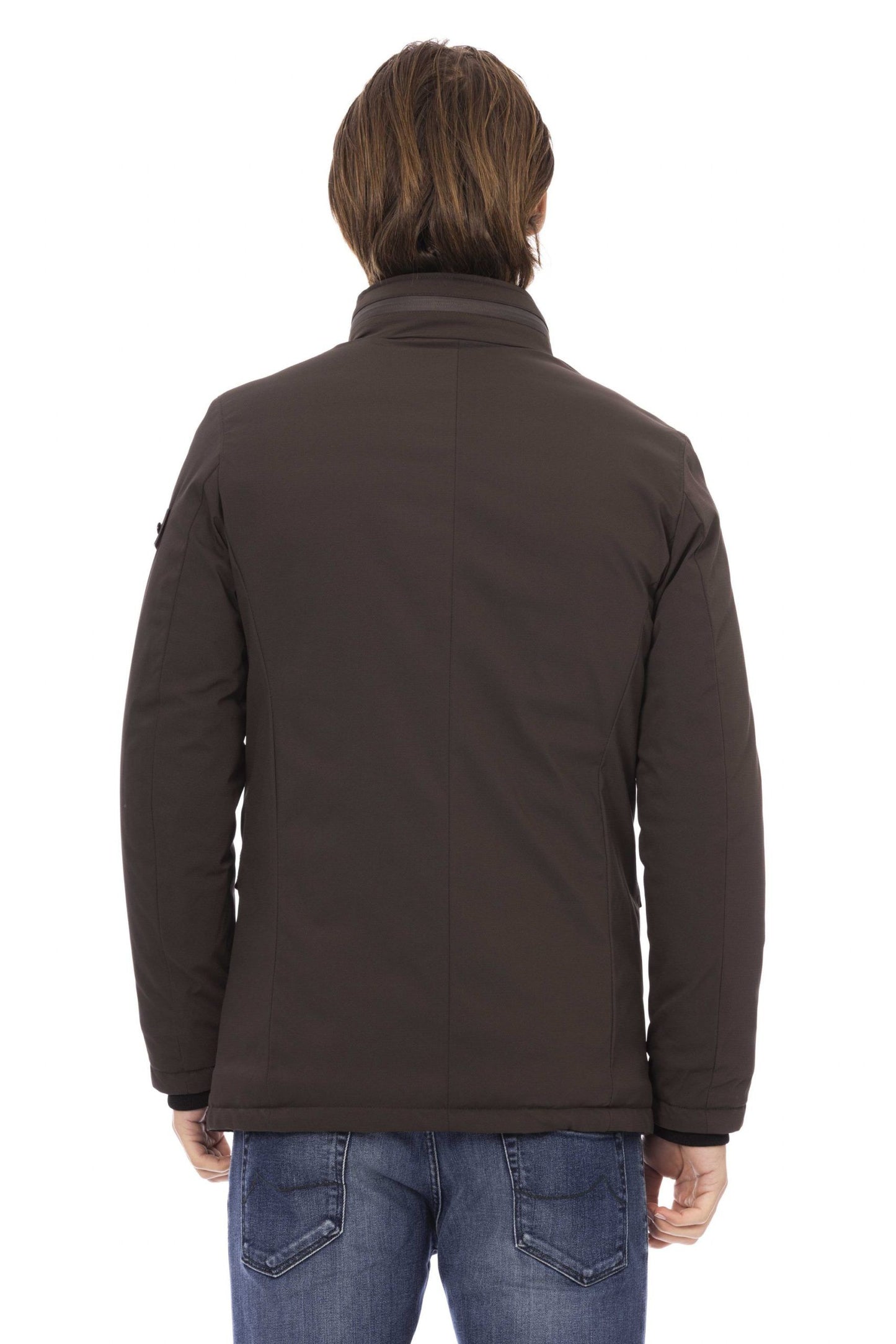 Brown Polyester Men Jacket