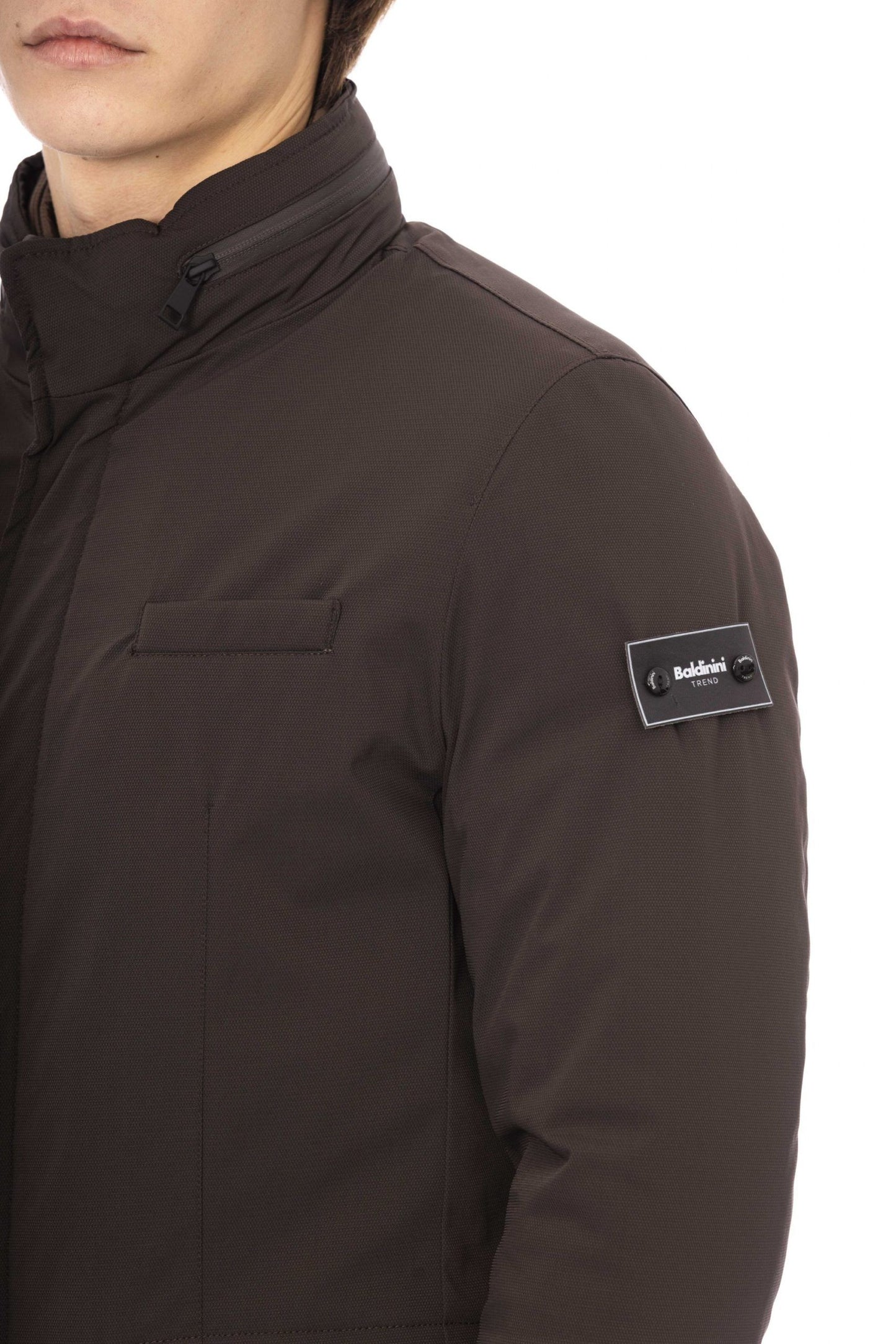 Brown Polyester Men Jacket