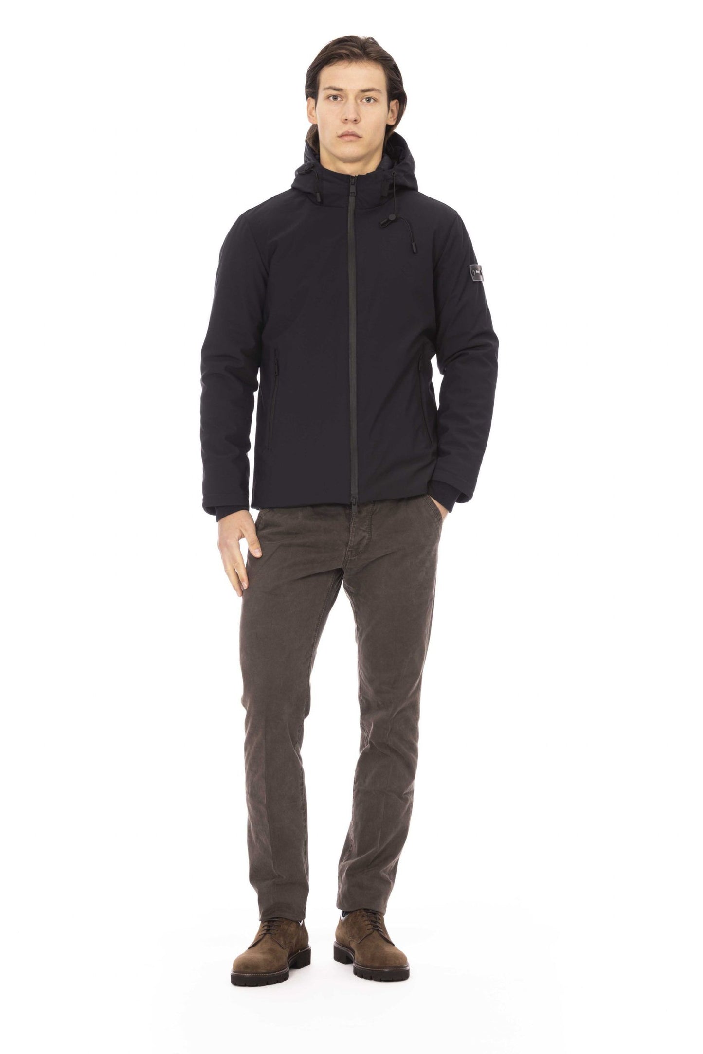 Blue Polyester Men Jacket