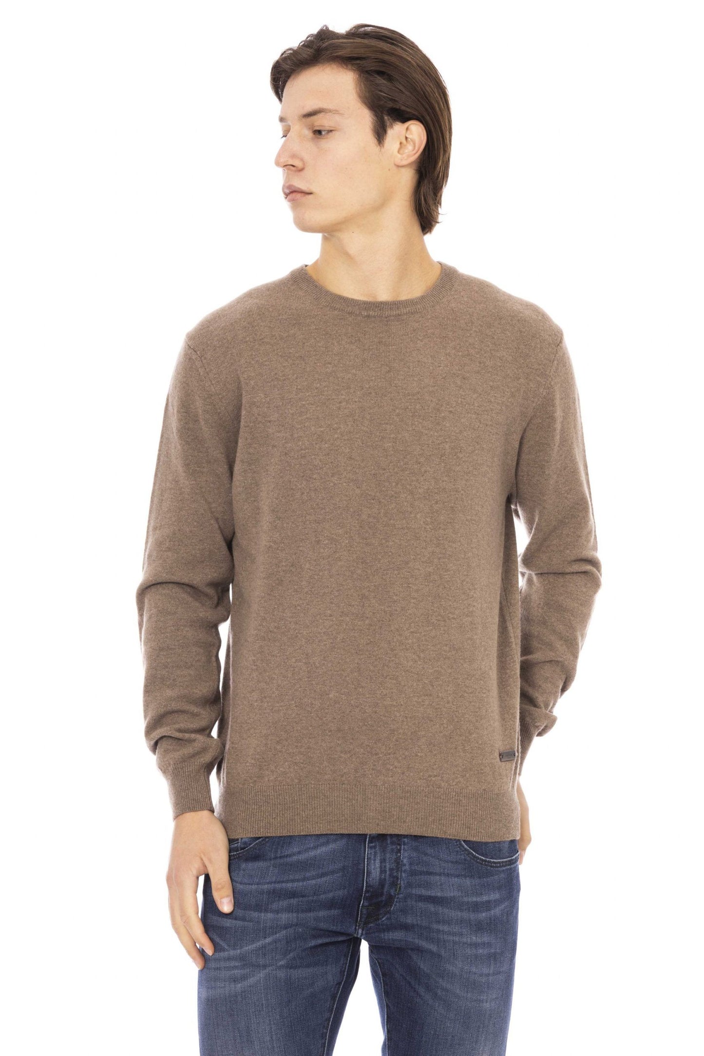 Beige Wool Men Sweater