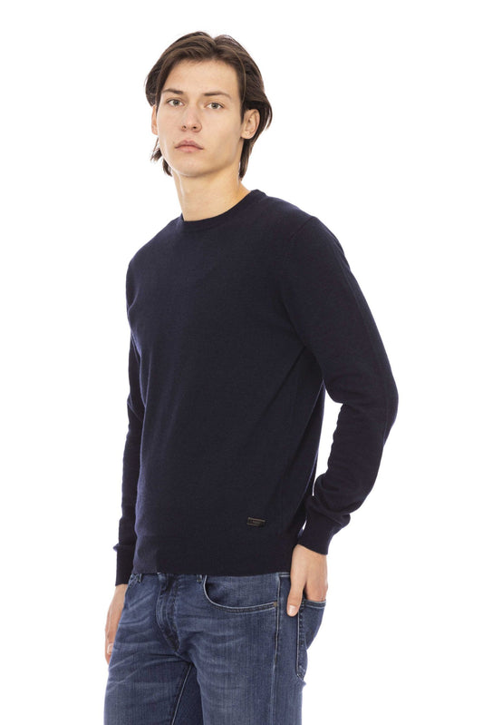 Blue Wool Men Sweater