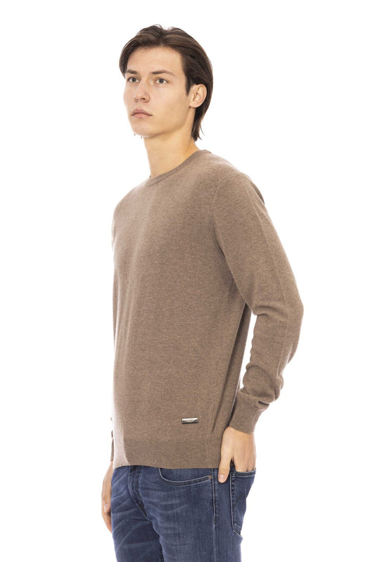 Beige Wool Men Sweater