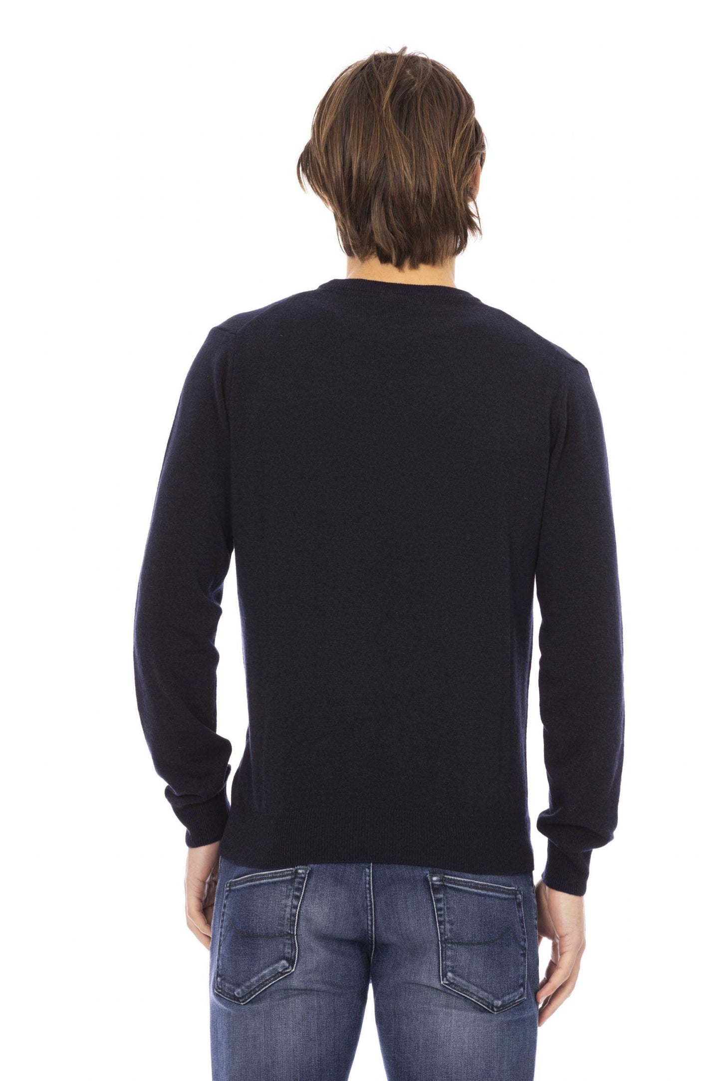 Blue Wool Men Sweater