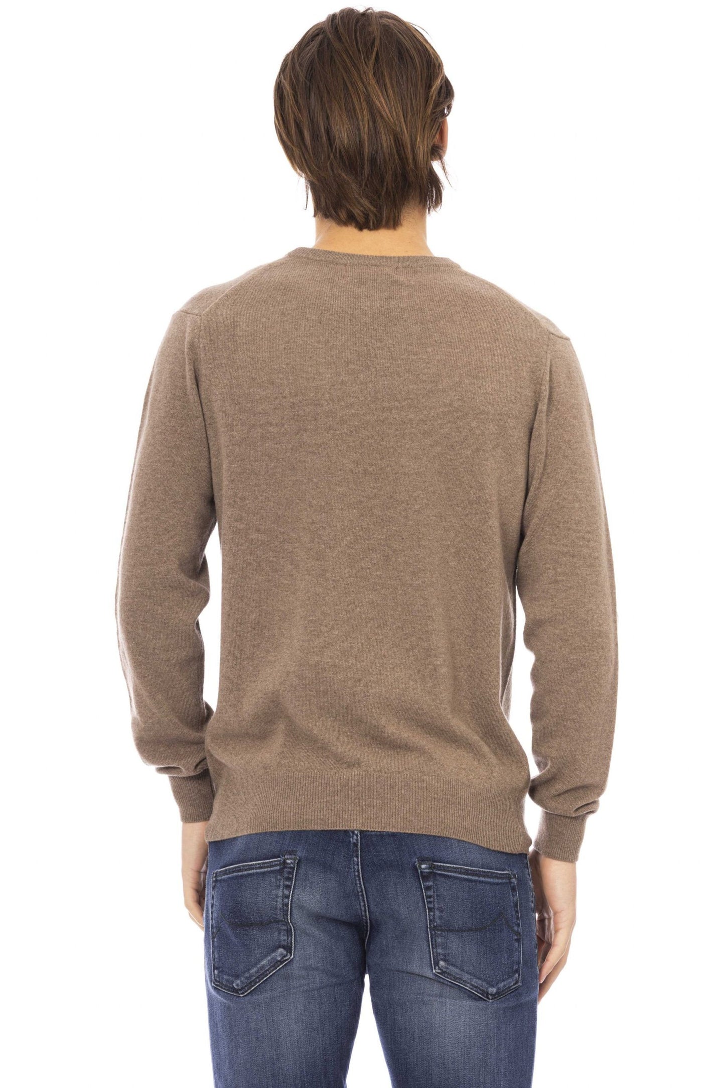 Beige Wool Men Sweater