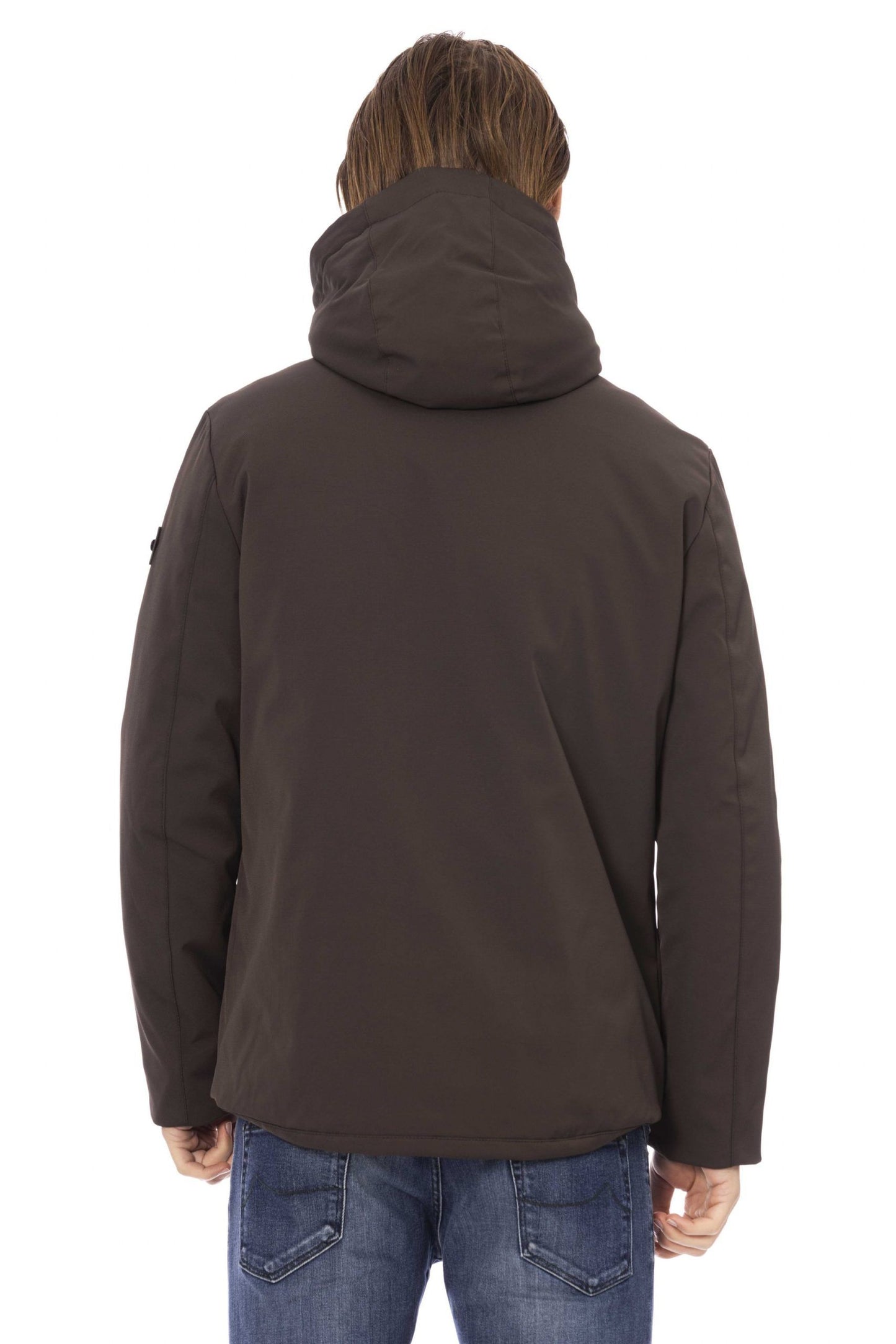 Brown Polyester Men Jacket